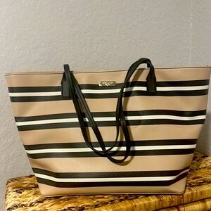 Kate Spade Tan and Black Striped Tote Bag